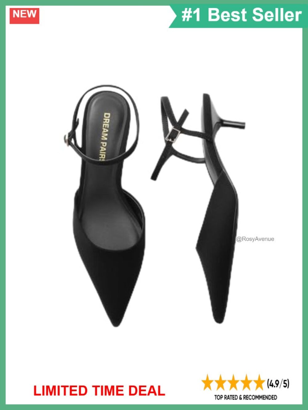 Faux Suede Kitten Heel Slingback Pumps Pointed Toe Ankle Strap